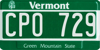 VT license plate CPO729