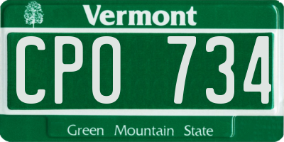 VT license plate CPO734