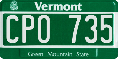 VT license plate CPO735