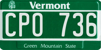 VT license plate CPO736