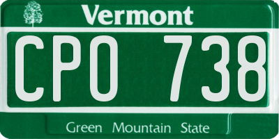VT license plate CPO738