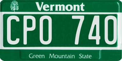 VT license plate CPO740