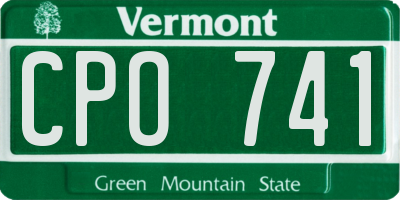 VT license plate CPO741