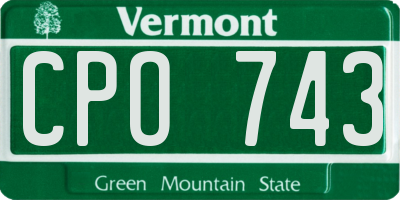 VT license plate CPO743
