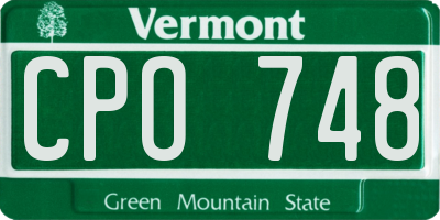 VT license plate CPO748