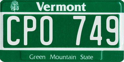 VT license plate CPO749