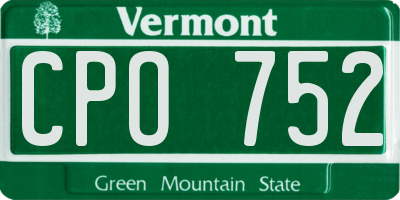 VT license plate CPO752