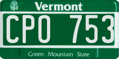 VT license plate CPO753