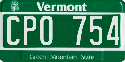 VT license plate CPO754