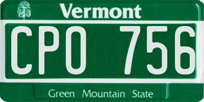 VT license plate CPO756