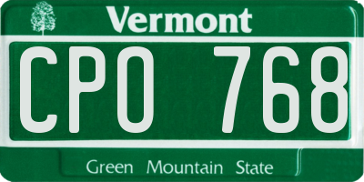VT license plate CPO768