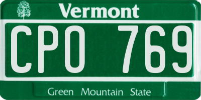 VT license plate CPO769