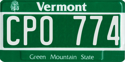 VT license plate CPO774