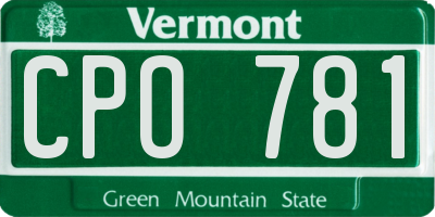 VT license plate CPO781