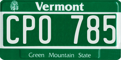 VT license plate CPO785