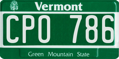VT license plate CPO786