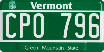 VT license plate CPO796