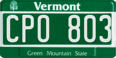 VT license plate CPO803