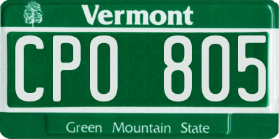 VT license plate CPO805