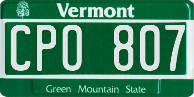 VT license plate CPO807
