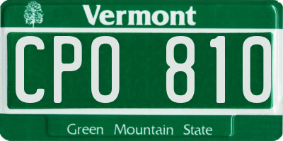 VT license plate CPO810