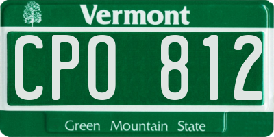 VT license plate CPO812
