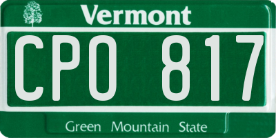 VT license plate CPO817