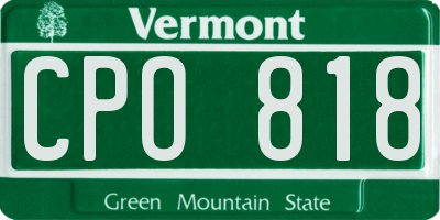VT license plate CPO818