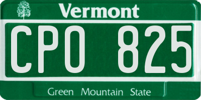 VT license plate CPO825