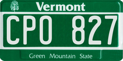 VT license plate CPO827