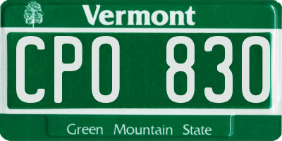 VT license plate CPO830