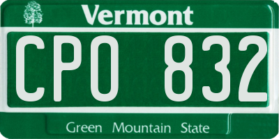 VT license plate CPO832