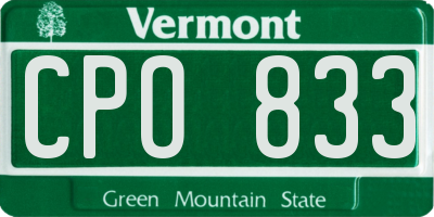 VT license plate CPO833