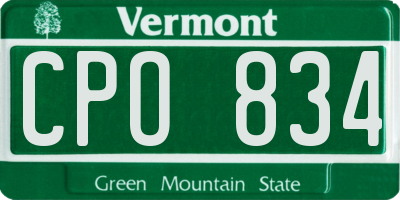 VT license plate CPO834