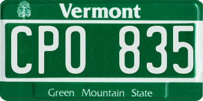 VT license plate CPO835