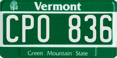 VT license plate CPO836