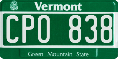 VT license plate CPO838