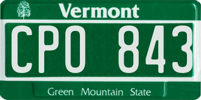 VT license plate CPO843