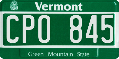 VT license plate CPO845