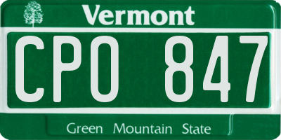 VT license plate CPO847