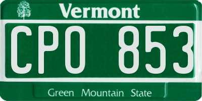VT license plate CPO853