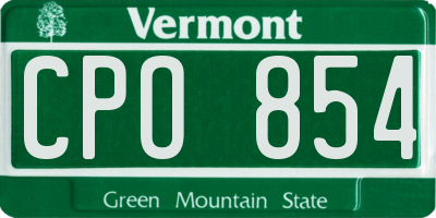 VT license plate CPO854