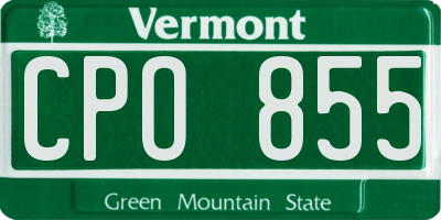 VT license plate CPO855