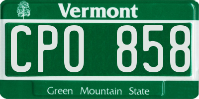 VT license plate CPO858