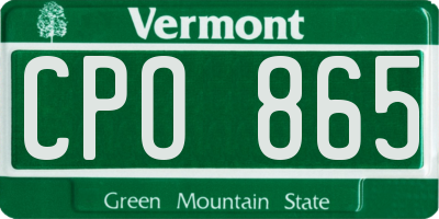 VT license plate CPO865