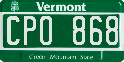 VT license plate CPO868