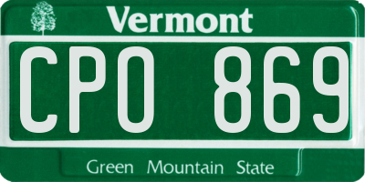 VT license plate CPO869