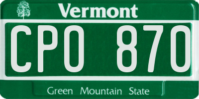 VT license plate CPO870