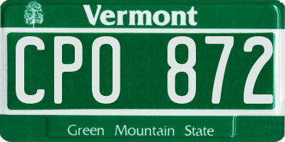 VT license plate CPO872