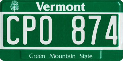 VT license plate CPO874